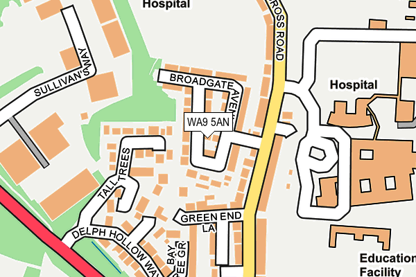 WA9 5AN map - OS OpenMap – Local (Ordnance Survey) WA9 5AN map - OS OpenMap – Local (Ordnance Survey)