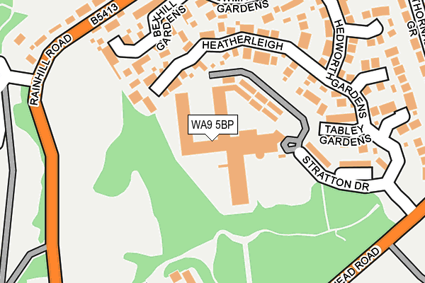 WA9 5BP map - OS OpenMap – Local (Ordnance Survey)