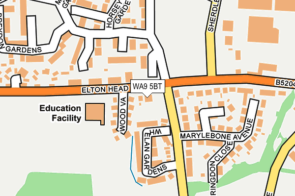 WA9 5BT map - OS OpenMap – Local (Ordnance Survey) WA9 5BT map - OS OpenMap – Local (Ordnance Survey)