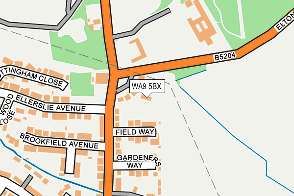 WA9 5BX map - OS OpenMap – Local (Ordnance Survey) WA9 5BX map - OS OpenMap – Local (Ordnance Survey)