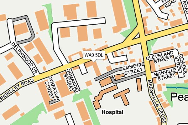 WA9 5DL map - OS OpenMap – Local (Ordnance Survey) WA9 5DL map - OS OpenMap – Local (Ordnance Survey)
