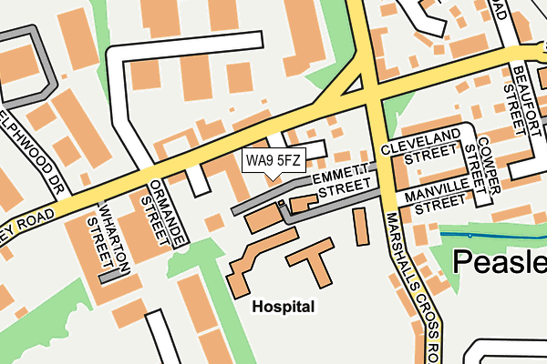 WA9 5FZ map - OS OpenMap – Local (Ordnance Survey) WA9 5FZ map - OS OpenMap – Local (Ordnance Survey)