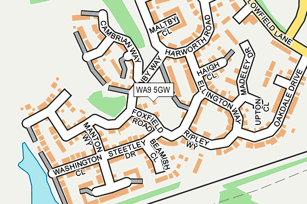 WA9 5GW map - OS OpenMap – Local (Ordnance Survey) WA9 5GW map - OS OpenMap – Local (Ordnance Survey)