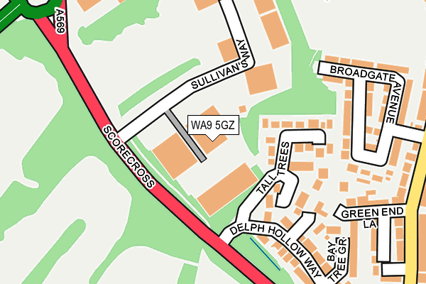 WA9 5GZ map - OS OpenMap – Local (Ordnance Survey) WA9 5GZ map - OS OpenMap – Local (Ordnance Survey)