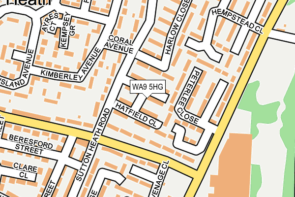 WA9 5HG map - OS OpenMap – Local (Ordnance Survey) WA9 5HG map - OS OpenMap – Local (Ordnance Survey)