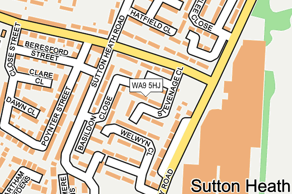 WA9 5HJ map - OS OpenMap – Local (Ordnance Survey)