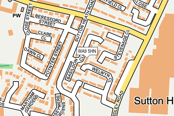 WA9 5HN map - OS OpenMap – Local (Ordnance Survey) WA9 5HN map - OS OpenMap – Local (Ordnance Survey)
