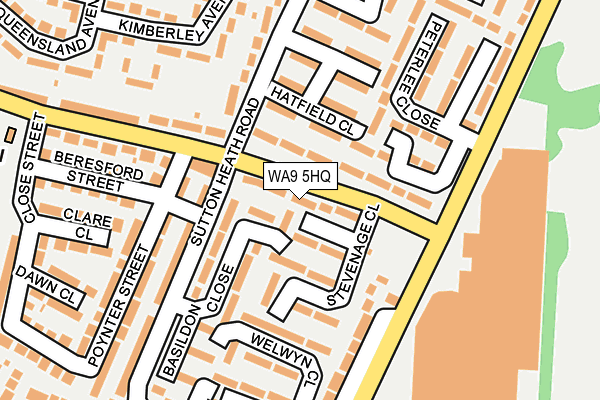 WA9 5HQ map - OS OpenMap – Local (Ordnance Survey) WA9 5HQ map - OS OpenMap – Local (Ordnance Survey)