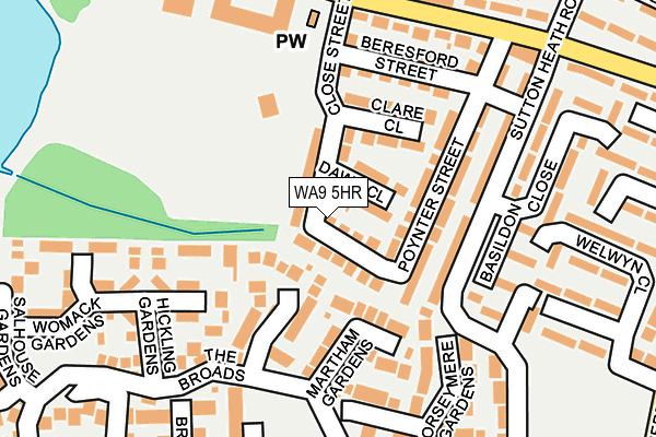 WA9 5HR map - OS OpenMap – Local (Ordnance Survey) WA9 5HR map - OS OpenMap – Local (Ordnance Survey)