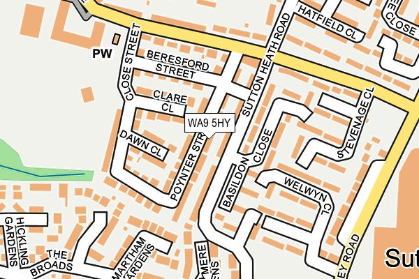 WA9 5HY map - OS OpenMap – Local (Ordnance Survey) WA9 5HY map - OS OpenMap – Local (Ordnance Survey)