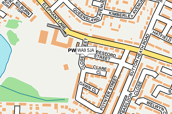 WA9 5JA map - OS OpenMap – Local (Ordnance Survey) WA9 5JA map - OS OpenMap – Local (Ordnance Survey)