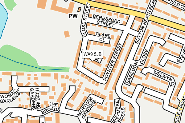 WA9 5JB map - OS OpenMap – Local (Ordnance Survey) WA9 5JB map - OS OpenMap – Local (Ordnance Survey)