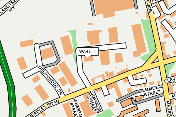 WA9 5JD map - OS OpenMap – Local (Ordnance Survey) WA9 5JD map - OS OpenMap – Local (Ordnance Survey)