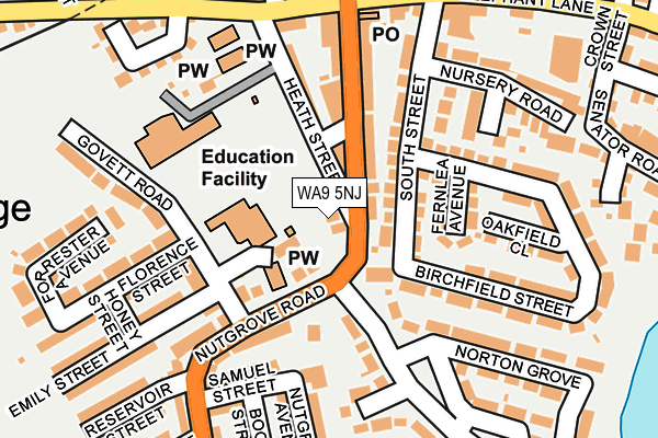 WA9 5NJ map - OS OpenMap – Local (Ordnance Survey) WA9 5NJ map - OS OpenMap – Local (Ordnance Survey)
