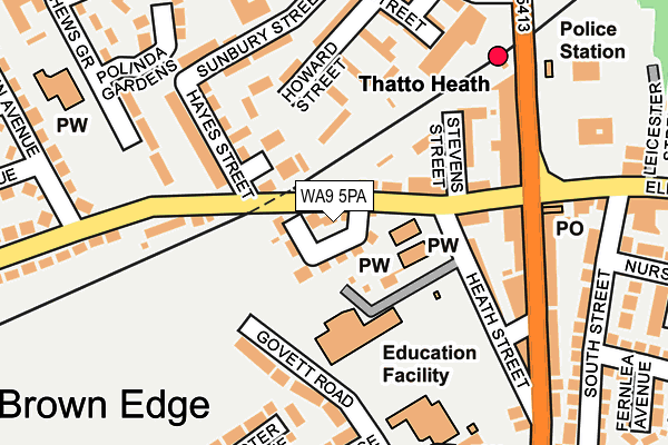 WA9 5PA map - OS OpenMap – Local (Ordnance Survey) WA9 5PA map - OS OpenMap – Local (Ordnance Survey)