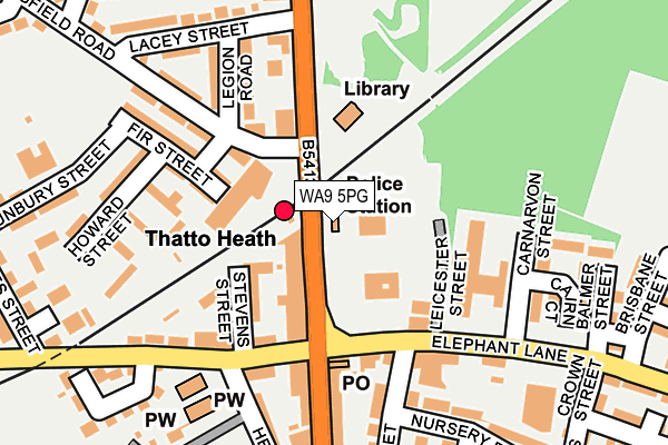 WA9 5PG map - OS OpenMap – Local (Ordnance Survey) WA9 5PG map - OS OpenMap – Local (Ordnance Survey)