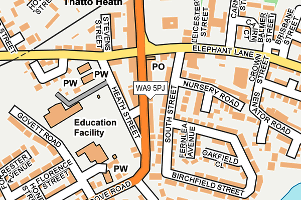 WA9 5PJ map - OS OpenMap – Local (Ordnance Survey) WA9 5PJ map - OS OpenMap – Local (Ordnance Survey)