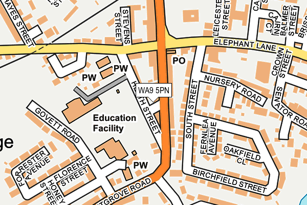 WA9 5PN map - OS OpenMap – Local (Ordnance Survey) WA9 5PN map - OS OpenMap – Local (Ordnance Survey)