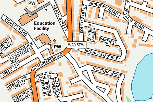 WA9 5PW map - OS OpenMap – Local (Ordnance Survey) WA9 5PW map - OS OpenMap – Local (Ordnance Survey)