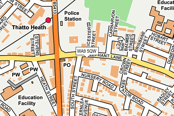 WA9 5QW map - OS OpenMap – Local (Ordnance Survey) WA9 5QW map - OS OpenMap – Local (Ordnance Survey)