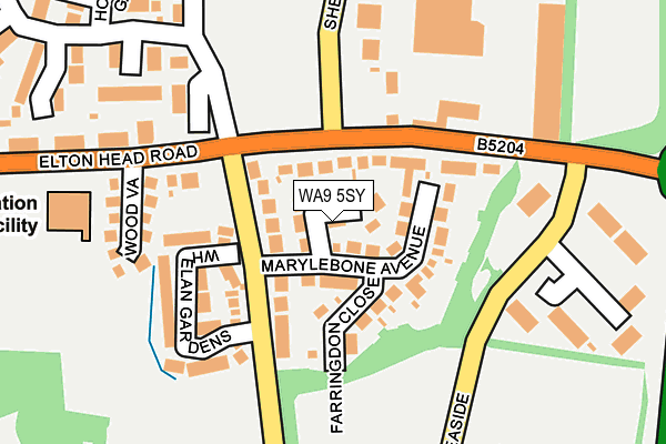 WA9 5SY map - OS OpenMap – Local (Ordnance Survey) WA9 5SY map - OS OpenMap – Local (Ordnance Survey)