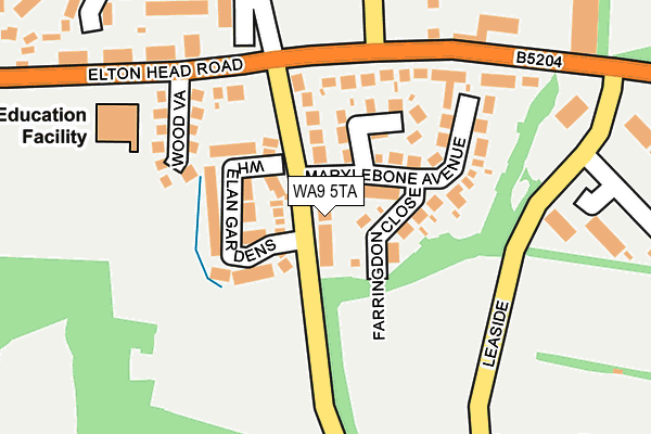 WA9 5TA map - OS OpenMap – Local (Ordnance Survey) WA9 5TA map - OS OpenMap – Local (Ordnance Survey)