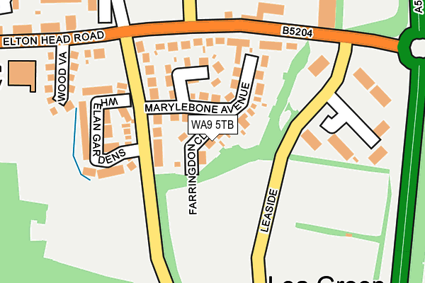 WA9 5TB map - OS OpenMap – Local (Ordnance Survey)