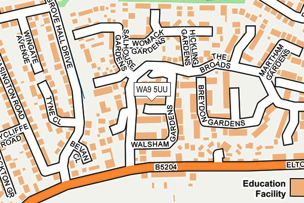 WA9 5UU map - OS OpenMap – Local (Ordnance Survey) WA9 5UU map - OS OpenMap – Local (Ordnance Survey)