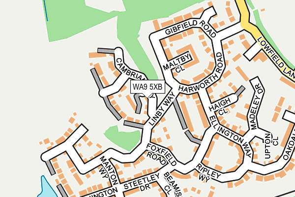 WA9 5XB map - OS OpenMap – Local (Ordnance Survey) WA9 5XB map - OS OpenMap – Local (Ordnance Survey)