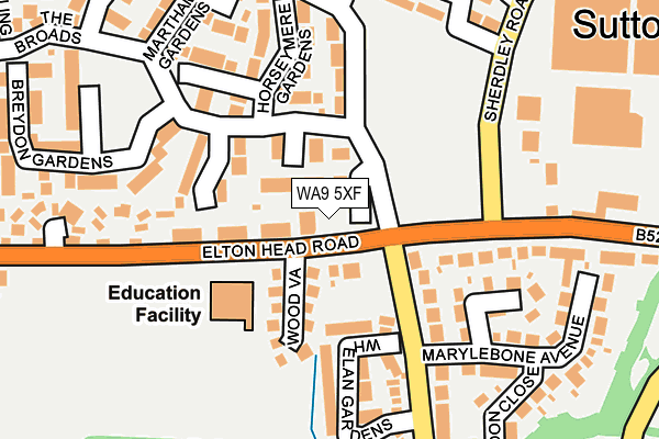 WA9 5XF map - OS OpenMap – Local (Ordnance Survey) WA9 5XF map - OS OpenMap – Local (Ordnance Survey)