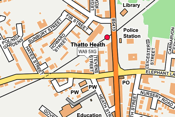 WA9 5XG map - OS OpenMap – Local (Ordnance Survey) WA9 5XG map - OS OpenMap – Local (Ordnance Survey)