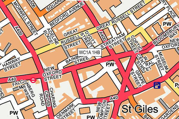 WC1A 1HB map - OS OpenMap – Local (Ordnance Survey)