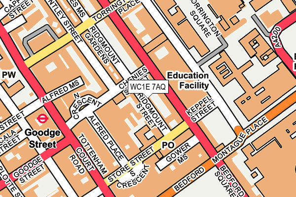 WC1E 7AQ map - OS OpenMap – Local (Ordnance Survey)