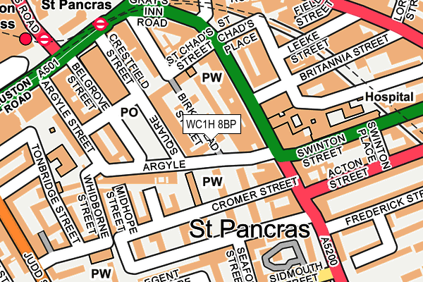 WC1H 8BP map - OS OpenMap – Local (Ordnance Survey) WC1H 8BP map - OS OpenMap – Local (Ordnance Survey)