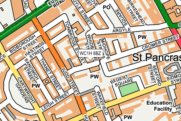 WC1H 8BZ map - OS OpenMap – Local (Ordnance Survey) WC1H 8BZ map - OS OpenMap – Local (Ordnance Survey)