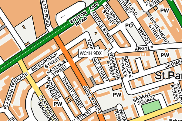 WC1H 9DX map - OS OpenMap – Local (Ordnance Survey) WC1H 9DX map - OS OpenMap – Local (Ordnance Survey)