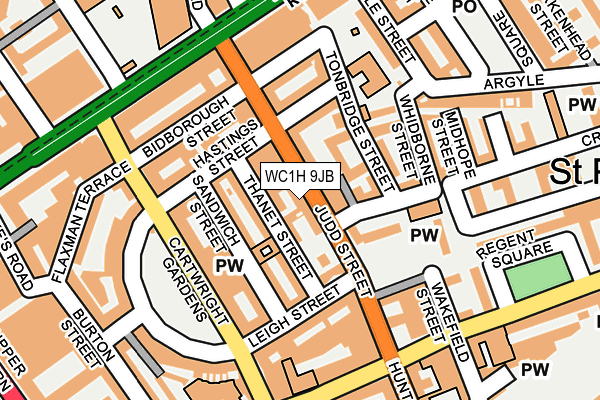 WC1H 9JB map - OS OpenMap – Local (Ordnance Survey) WC1H 9JB map - OS OpenMap – Local (Ordnance Survey)