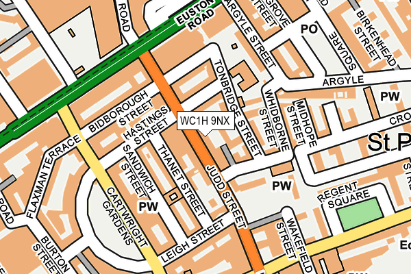 WC1H 9NX map - OS OpenMap – Local (Ordnance Survey) WC1H 9NX map - OS OpenMap – Local (Ordnance Survey)