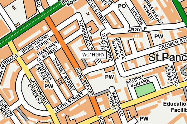 WC1H 9PA map - OS OpenMap – Local (Ordnance Survey) WC1H 9PA map - OS OpenMap – Local (Ordnance Survey)