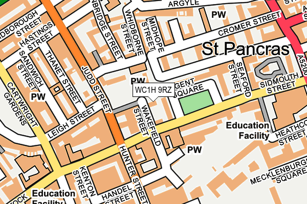 WC1H 9RZ map - OS OpenMap – Local (Ordnance Survey)