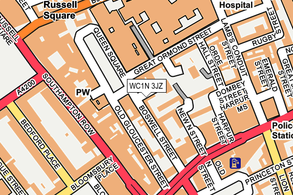 WC1N 3JZ map - OS OpenMap – Local (Ordnance Survey)