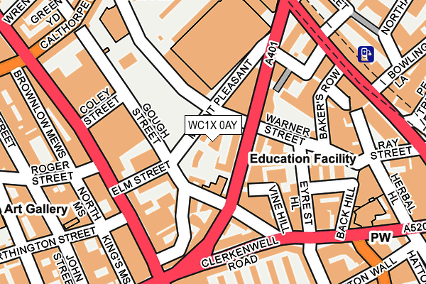 WC1X 0AY map - OS OpenMap – Local (Ordnance Survey)