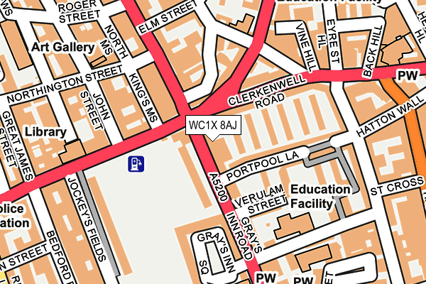 WC1X 8AJ map - OS OpenMap – Local (Ordnance Survey) WC1X 8AJ map - OS OpenMap – Local (Ordnance Survey)