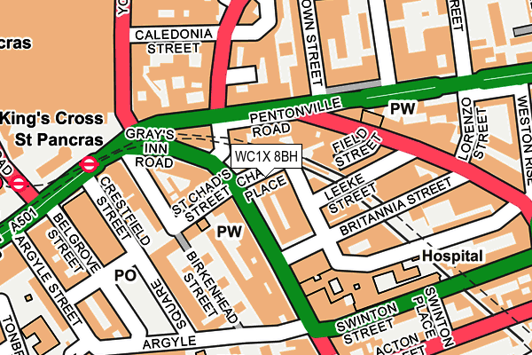 WC1X 8BH map - OS OpenMap – Local (Ordnance Survey) WC1X 8BH map - OS OpenMap – Local (Ordnance Survey)