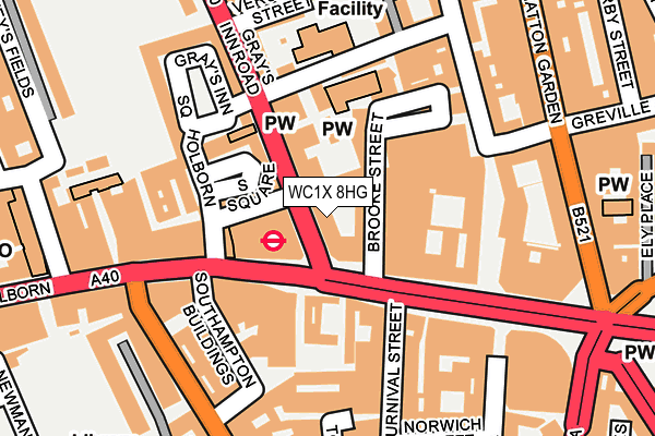 WC1X 8HG map - OS OpenMap – Local (Ordnance Survey) WC1X 8HG map - OS OpenMap – Local (Ordnance Survey)