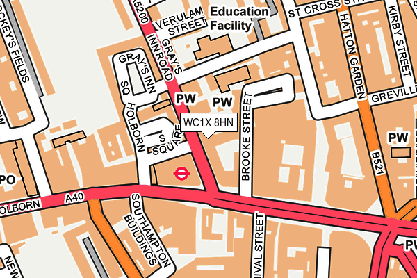 WC1X 8HN map - OS OpenMap – Local (Ordnance Survey) WC1X 8HN map - OS OpenMap – Local (Ordnance Survey)