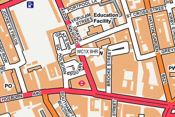 WC1X 8HR map - OS OpenMap – Local (Ordnance Survey) WC1X 8HR map - OS OpenMap – Local (Ordnance Survey)