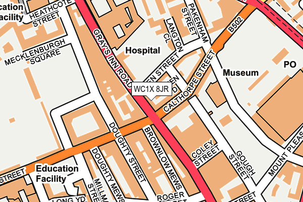 WC1X 8JR map - OS OpenMap – Local (Ordnance Survey) WC1X 8JR map - OS OpenMap – Local (Ordnance Survey)