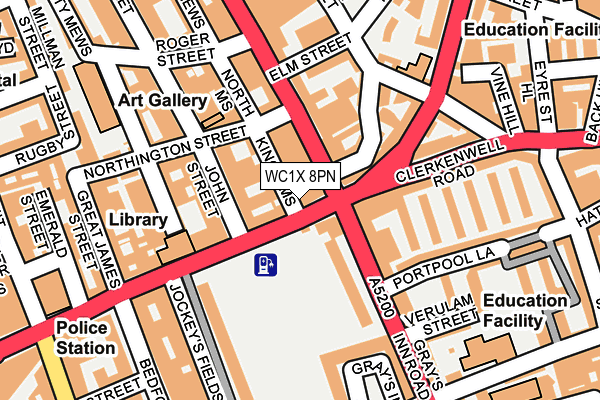 WC1X 8PN map - OS OpenMap – Local (Ordnance Survey) WC1X 8PN map - OS OpenMap – Local (Ordnance Survey)