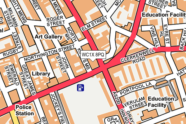 WC1X 8PQ map - OS OpenMap – Local (Ordnance Survey) WC1X 8PQ map - OS OpenMap – Local (Ordnance Survey)